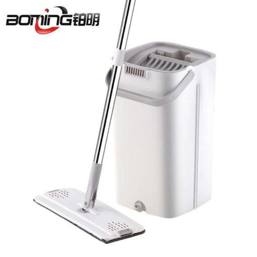 Scratch-Free Flat Mop with Dual-Compartment Bucket System - Image 2