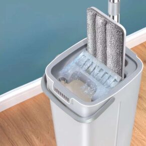 Scratch-Free Flat Mop with Dual-Compartment Bucket System