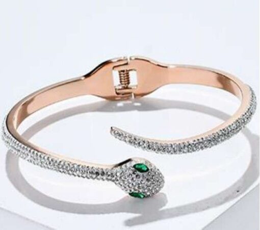 18K Plated Bracelet Emerald Serpent - Image 4