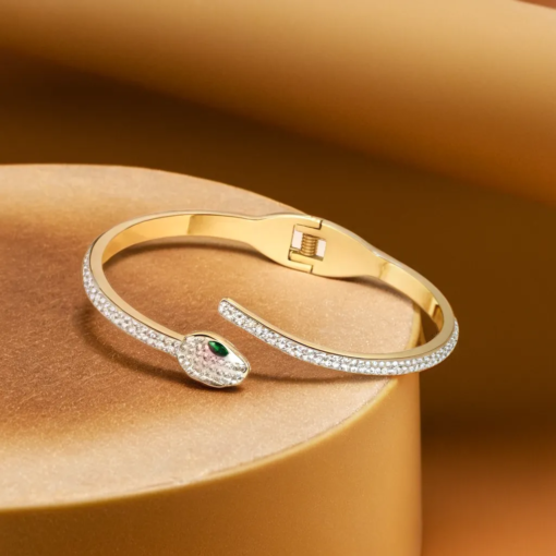 18K Plated Bracelet Emerald Serpent - Image 3