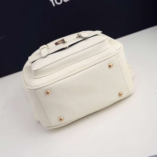 Chic and Stylish Cream Faux Leather Backpacks for Women - Image 11